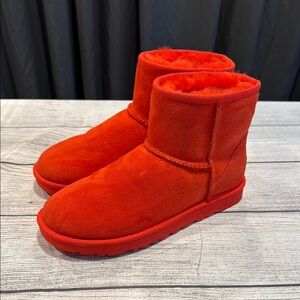 Ugg Classic Mini Ankle Boots bright orange size 6